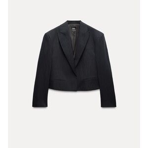 Zara oversized Pinstripe cropped blazer, small